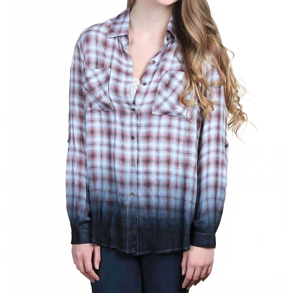 NEW GRACE + EMMA slay the day ombré flannel top in multi